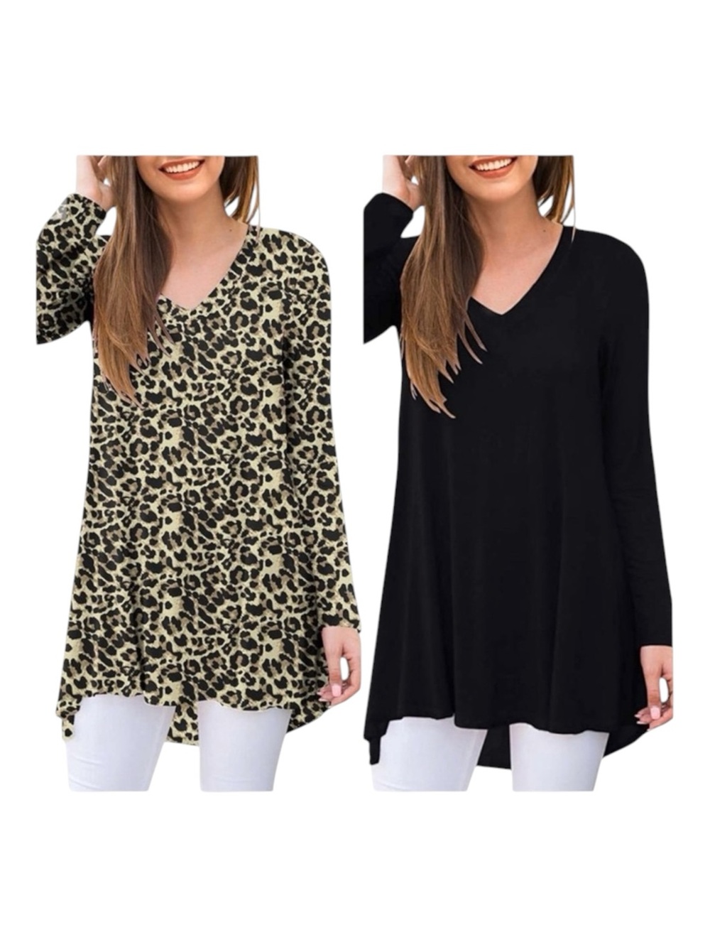 new SOTM Set of 2 ☀︎︎ Fall Stretch Tunic Tops☀︎︎ Leopard Print + Black ☀︎︎ M